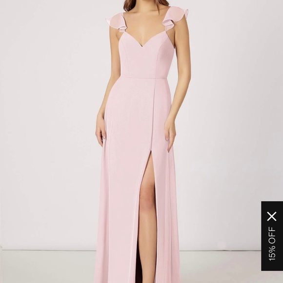 Azazie Dresses & Skirts - Azazie Everett A-Line V-Neck Ruched Chiffon Floor-Length Dress in Blushing Pink